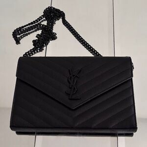 Yves Saint Laurent Black Chevron Crossbody Bag like new